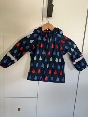 Reima Navy Kids Rain Jacket with Colorful Raindrops